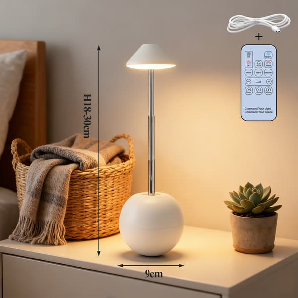 LED Night Light Rechargeable Remote Control Bedside Lamp White Dimmable