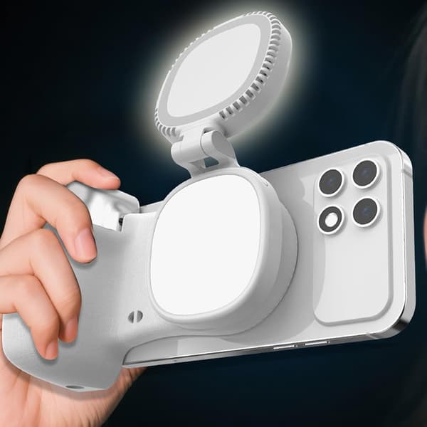 Magnetic Phone Camera, 360° Rotatable Selfie Mount, Practical Selfie Grip, Compact with Built-in Light, Easy to Carry, Versatile M[DB] White White