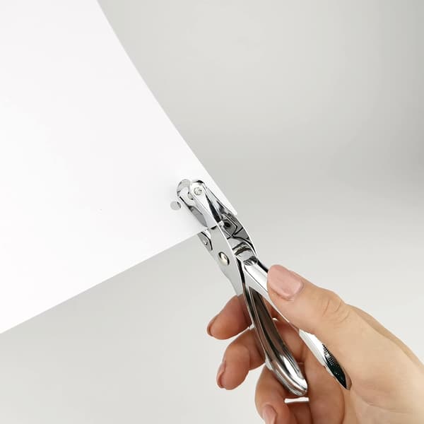 mm Single Hole Punch - Silver Hole Punch, 8 Sheets - Handheld Paper Punch, Perfect Office Accessory for Ring Binders