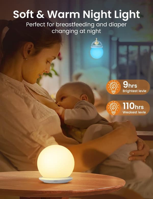 Rechargeable Night Light for Children, Baby Night Light with 1-hour Timer - Dimmable - Touch Control - 8 Light Changes - USB Rechargeable
