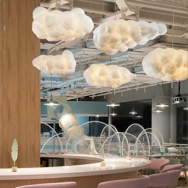 Simulation Cloud Pendant Lamp Creative Cotton Cloud Chandelier Ceiling Lamp Decorative Cloud Ceiling Lamp Pendant 40 * 20CM