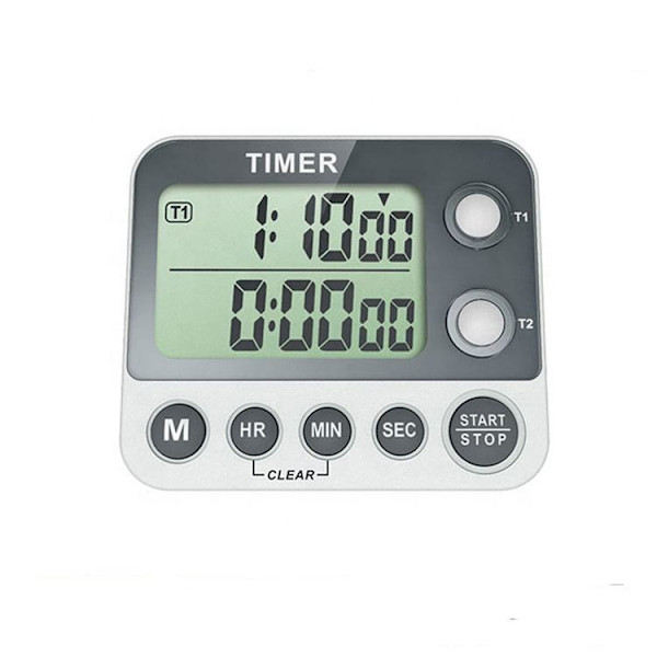 To stykker Tre Hukommelses Timere Hvid, 3inx2-1/2in Koge Timer, Stor Skærm Trippel Timer, Høj Lydstyrke Alarm