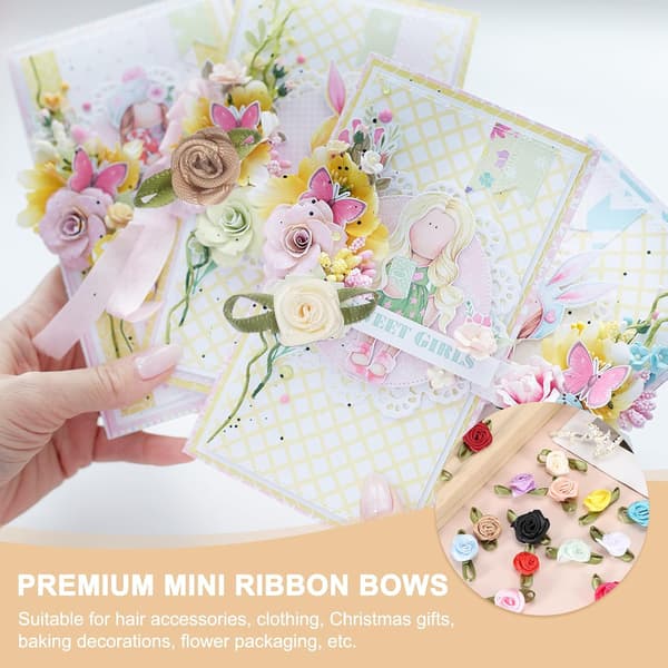 100 stk beige polyesterbåndroser 1,5x3 cm Mini til håndverk, hjemmeinnredning og DIY-prosjekter item_package_quantity