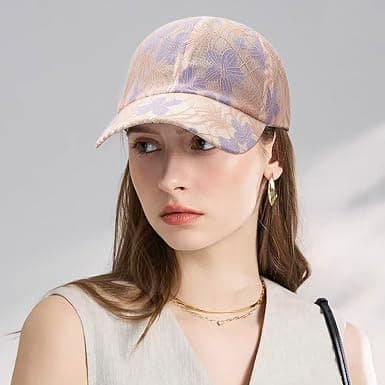 Dame Solhatt Klassisk Mesh Baseballcaps Blondebroderi Solbeskyttelse Rosa Pink