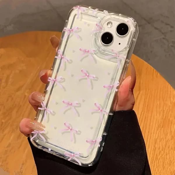 Sød lyserød hjerte sløjfe etui til iPhone 17 16 15 14 13 12 11 Pro Max & Mini til iPhone 15 T7765 For iPhone 15 T7765