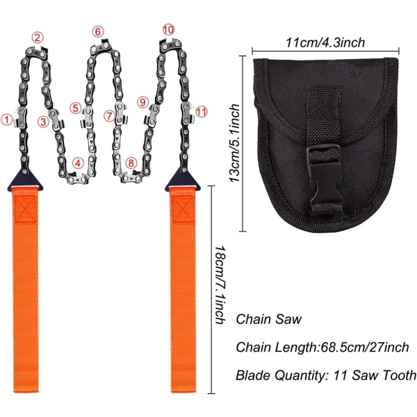 Portabel Kedjesåg Handsåg med Väska, Vikbar Handsåg Överlevnad Fickkedjesåg Vikbar Handsåg Nödvändighetsverktyg