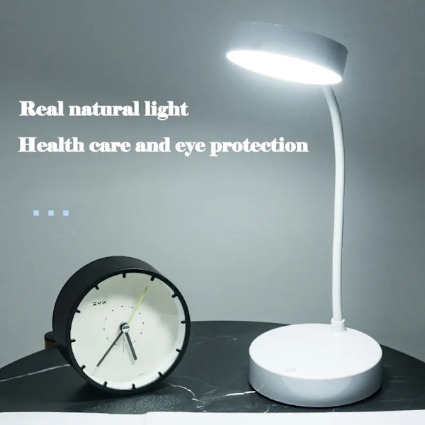 LED skrivebordslampe Øye-pleie bordlampe kontorlampe, trinnløs dimmbar leselampe, berøringskontroll, 360° fleksibel svanehals for
