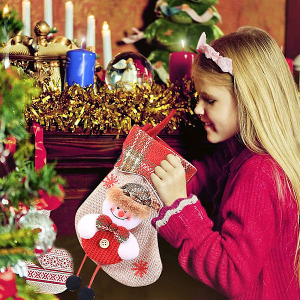 Julstrumpa 4-pack Julstrumpa Julstövlar Hängande Strumpor Julstrumpa Julstrumpa Dekoration Hängande Presentpåse Burk