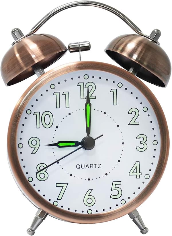 Klassisk klocka med alarm, vintage retro tyst väckarklocka, Analog
