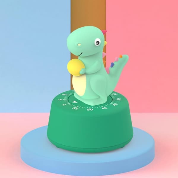 1 stk 60-minutters mekanisk kjøkkentimer, søt dinosaurtimer for barn, opptrekkbar eggtimer for matlaging, lesing, klasserom