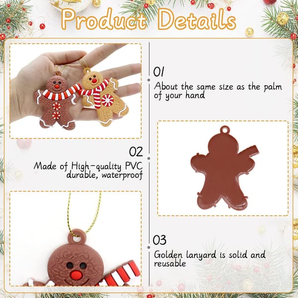 12-pack julgranshängande prydnader, pepparkaksgubbehänge