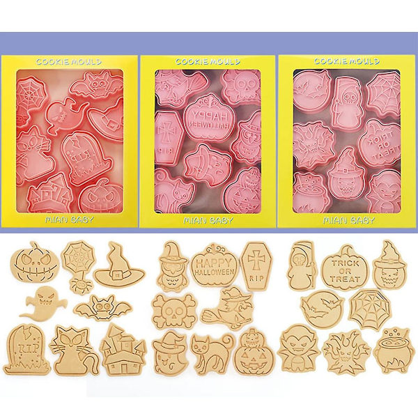 24 Pakke Cookie Udstikkere Cookie Udstikkere Cookie Stempler Tegneserie Halloween Kollektion