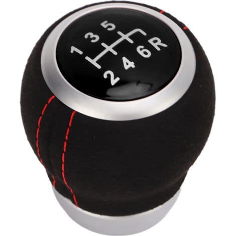 6-speed gear lever with ergonomic silver ring