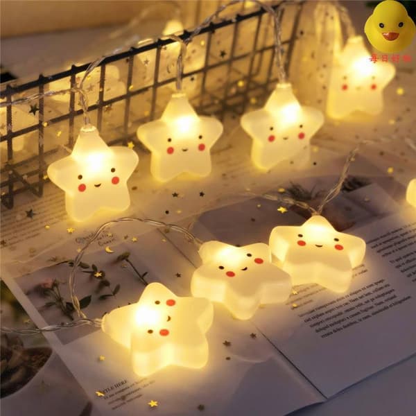 LED-lamper for barn, søte stjerner med ansiktslamper, soveromslamper, hallwa