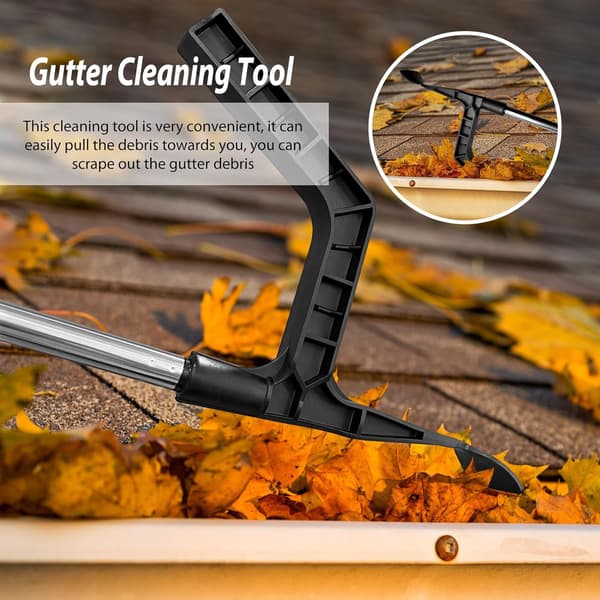 180 cm Gutter Cleaning Tool Telescopic Gutter Cleaner with 4-Part Pole Gutter Cleaning Scoop for Removing Leaves and Debris