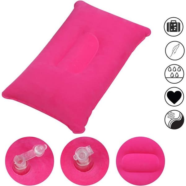 To oppblåsbare reise-/campingputer, fullt oppblåst til 34*22*10 cm, perfekte for daglig hvile, rosa.
