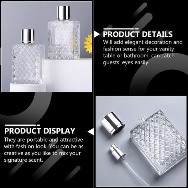 3 st 100 ml påfyllningsbara parfymsprayflaskor Glasbehållare Bärbar Resedoftspray för personlig vård