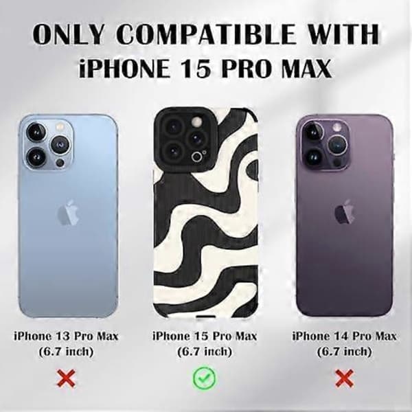 iPhone 15 Pro Max Case, Cute Zebra Wave Pattern Design Case for Women Girls Soft TPU Bumper Anti-Scratch Shockproof Full Camera Protection Case