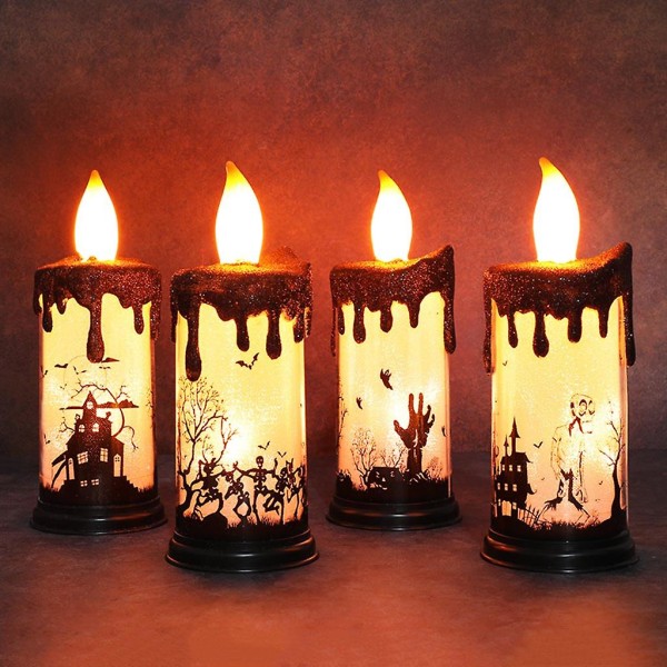 Halloween LED-kynttilänvalo Elektroninen kynttilänvalo koristelu Holiday Bar Home Party Art Decoration Luuranko