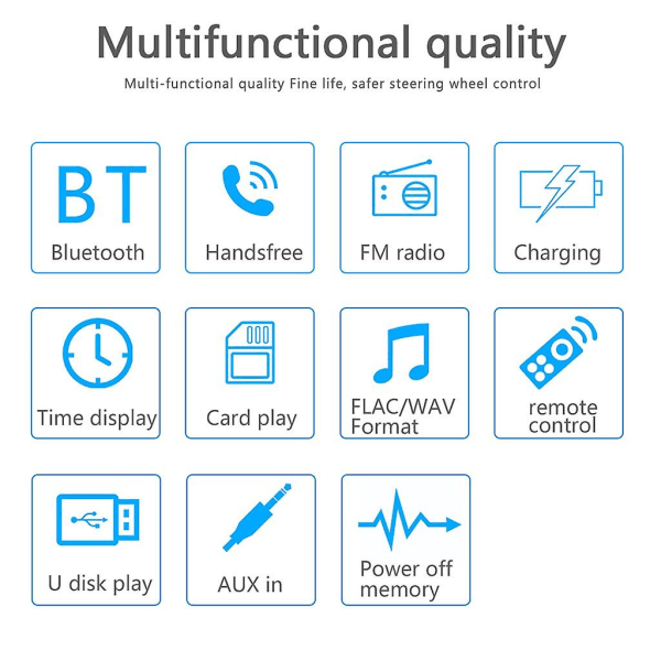 Skærm Dobbelt Usb Mobil Bluetooth Mp3 Afspiller Syv Farve Lys Kort Radio Sort