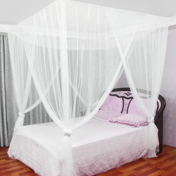 ZILONG Mosquito Net with Canopy for Single and Double Beds, 4 Open Sides 190*210*240cm Large Decorative Polyester Mosquito Net