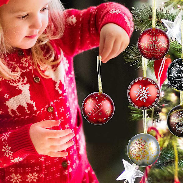 Julgodisburk i plåt, rund, hängande, metallkula, prydnad