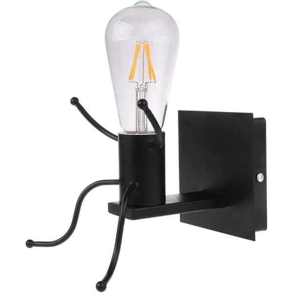 Creative Beautiful Dwarf Industrial Retro Black Metal E27 Wall Lamp (Sitting) [Energy Efficiency Class A]
