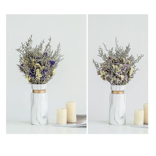 Keramisk Vas I Bohemisk Stil - Enkel & Modern - Perfekt För Förvaring Av Blommor, Pampasgräs & Andra Dekorativa Element - Matt Vit Marmorlook Med