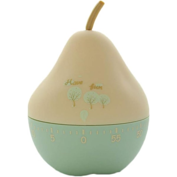 (Pear)Kitchen Timer Cute Fruit Cookie Kitchen Timer Novelty Manual Cooking Timer Fun Shaped Mechanical Timer for Kitchen