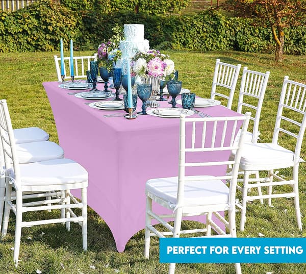 Kitchen Spandex Tablecloth 2-pack [6 ft, Light Purple] Snug-fit, Fitted, Washable and Wrinkle-Resistant Stretch Rectangular Patio Tablecloth