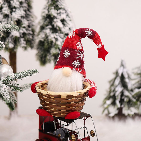 Christmas Gnome Faceless Doll Candy Basket Holiday Gnome Käsintehty ruotsalainen Tomte Skandinavian Tonttu Ornamentti Punainen