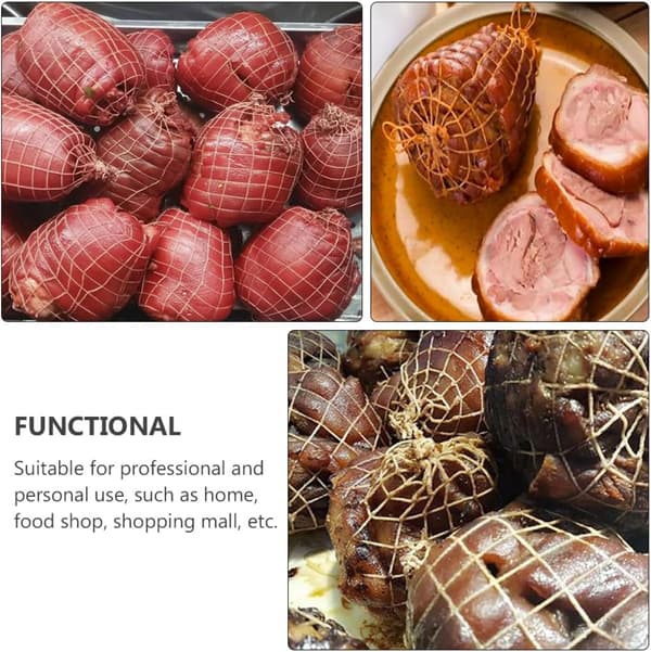 6 Rolls Cotton Ham Sausage Net Rope Meat Net Roll White Kitchen Packaging Net for Tying Meat