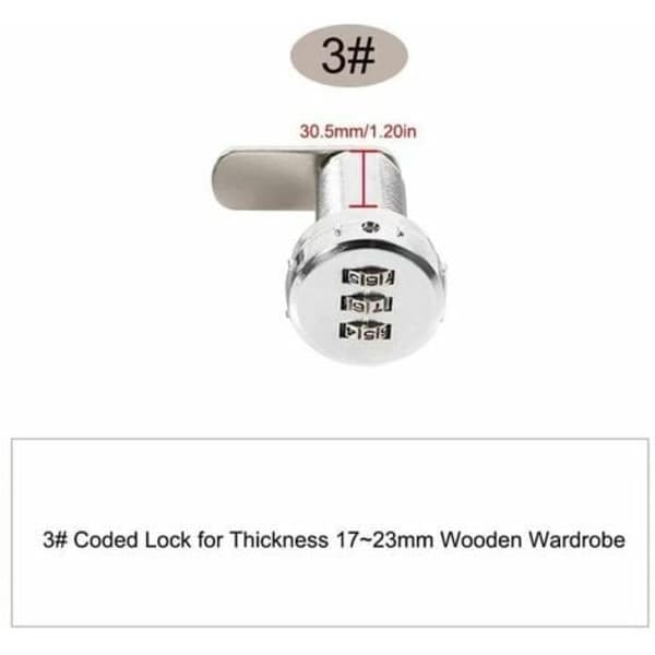 Combination Lock Code Lock Cabinet Digital Mechanical Zinc Alloy 3-Digit Combination Code for Cabinet Drawer Mailbox (1723mm Wooden Wardrobe)