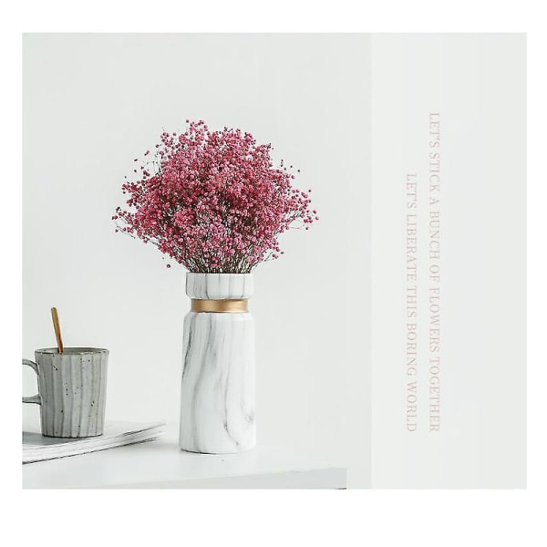 Keramisk Vas I Bohemisk Stil - Enkel & Modern - Perfekt För Förvaring Av Blommor, Pampasgräs & Andra Dekorativa Element - Matt Vit Marmorlook Med
