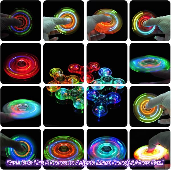 2 st LED-ljus Fidget Spinner - Kristallblå, Ljus Fidget Fin