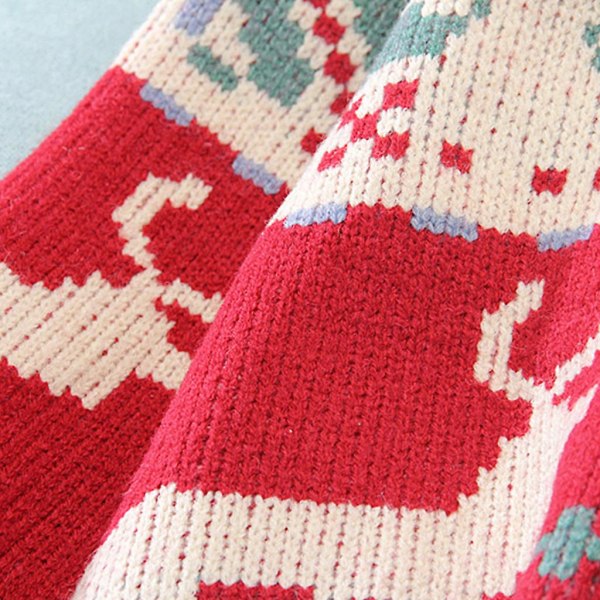Langermet genser for kvinner Cardigan Julereinsdyrknapp strikket jakke Yttertøy Grønn