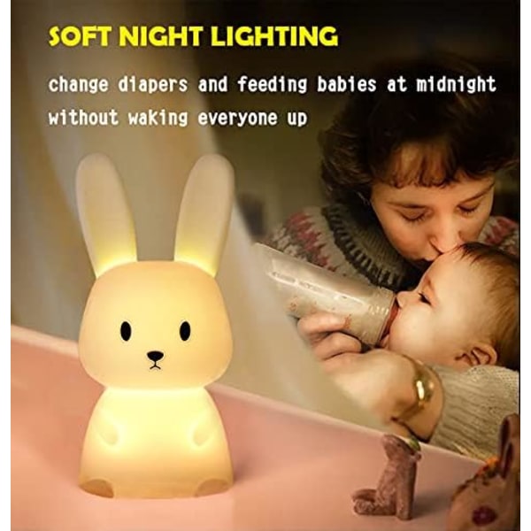Lasten yövalo Bebe Bunny LED-yövalo pääsiäislahja baby silikoni ladattava USB Rabbit Touch -sängyn valaisin Makuuhuoneen kosketusvalaisin