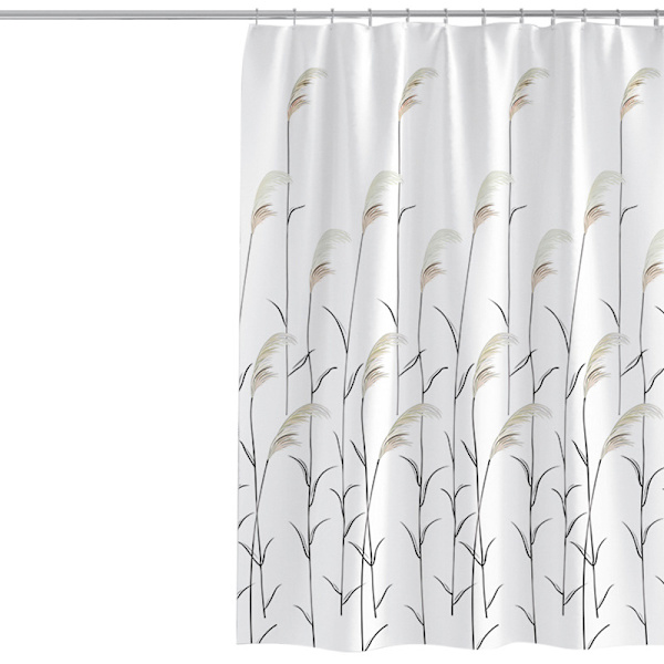 Vandafvisende bruseforhæng til badeværelse i frisk sivblomst-design, 180*200cm