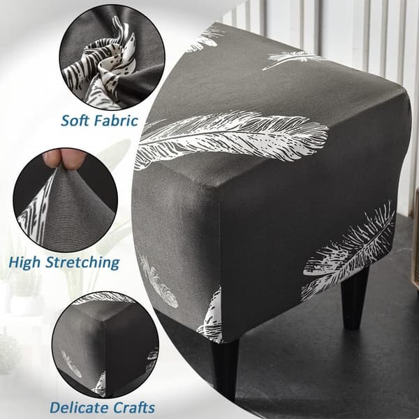 1PC (Vit Fjäder) Ottoman Överdrag Rektangulär Stretch Ottoman Cove