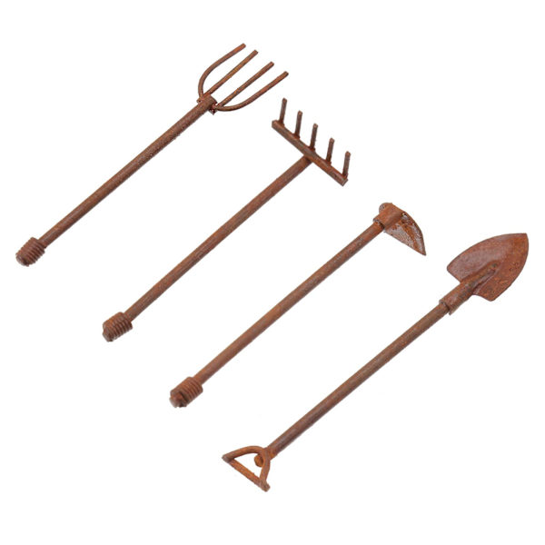4 st Miniatyrleksaker Mini Gårdverktygssats Mini Trädgårdsdekoration Trädgårdslandskap Modelltillbehör Diy K