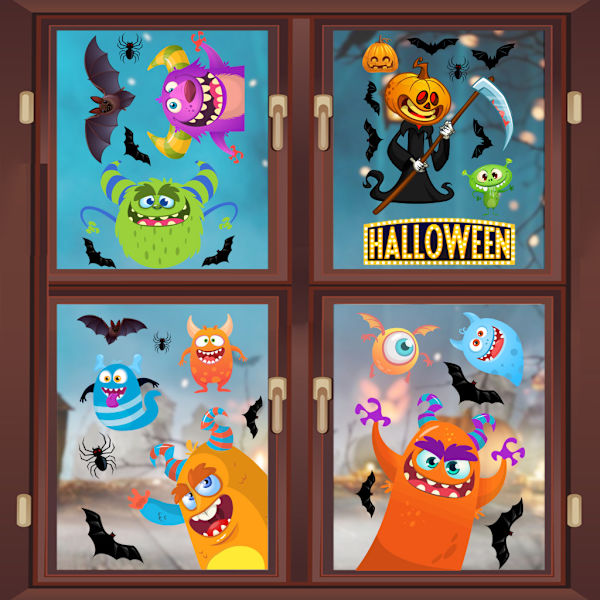 Halloween Vindudekals Halloween Veggklistremerker Ansiktsløse Dverg Klistremerker Halloween Klistremerker for Halloween Festdekor