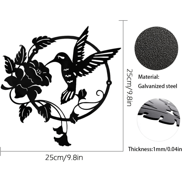 Metallinen Lintujen Siluetti, Metalliseinäkoriste, Metallipatsas, Pyöreä Seinäkoriste Seinäripustus Koti-, Toimisto- ja Olohuoneen Sisustukseen