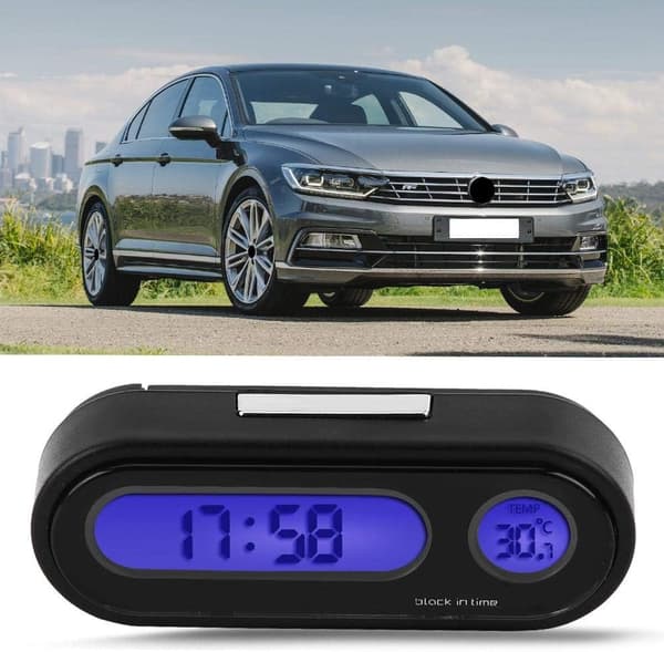 Biltermometer Voltmeter Klokke, 2 i 1 Bilkjøretøy Interiør Mini