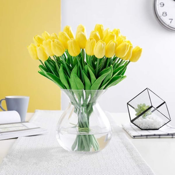 Kunstige Blomster 10 stk. Blomsterarrangement Buket Til Hjem Kontor Bryllup Dekoration GUL YELLOW