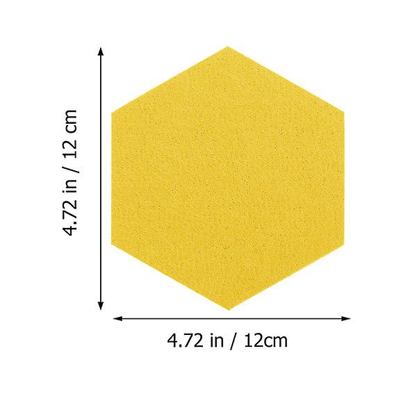 12 st Meddelandetavla Filt Hexagon Väggtavla Självhäftande Vägg Memo Tavla Gul 12X12X0.5CM