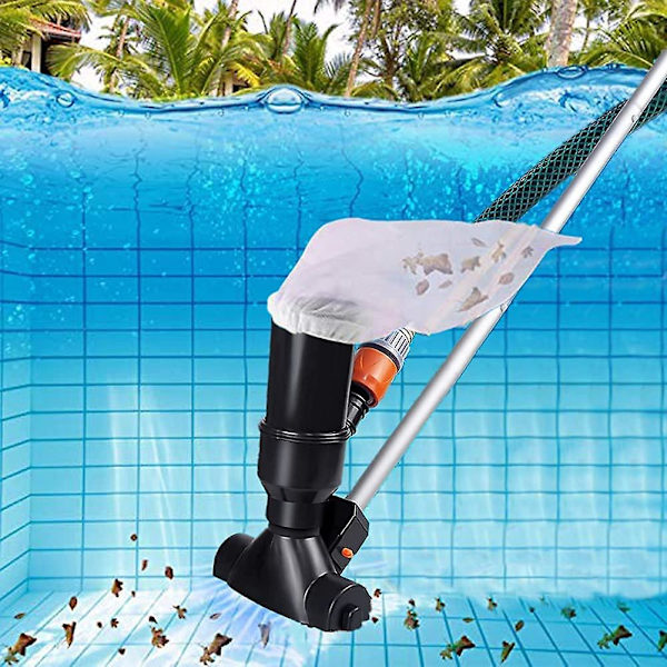 Bärbar Pool Dammsugare För Överjordiska Pool, Spa, Fontän, Badtunna, Jacuzzi, Svart Undervatten Dammsugare Med Lövsugningshuvud Och 5 Sektioner