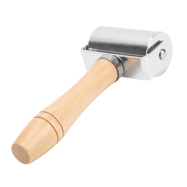 60mm Silver Leather Edge Roller Tool Wooden Handle DIY Leather Craft