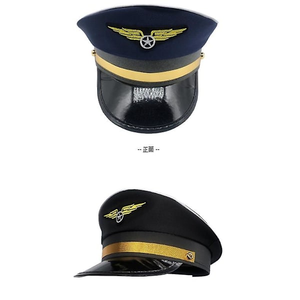 2 st Kaptenpilotmössor Cosplay Kostymhatt Flygvärdinnahatt Scenföreställning Hattrekvisita