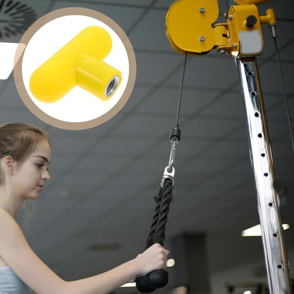 2pcs Gym Equipment Handles M8 Yellow Rotating T-Handles, Ergonomic Exercise Machine Grips