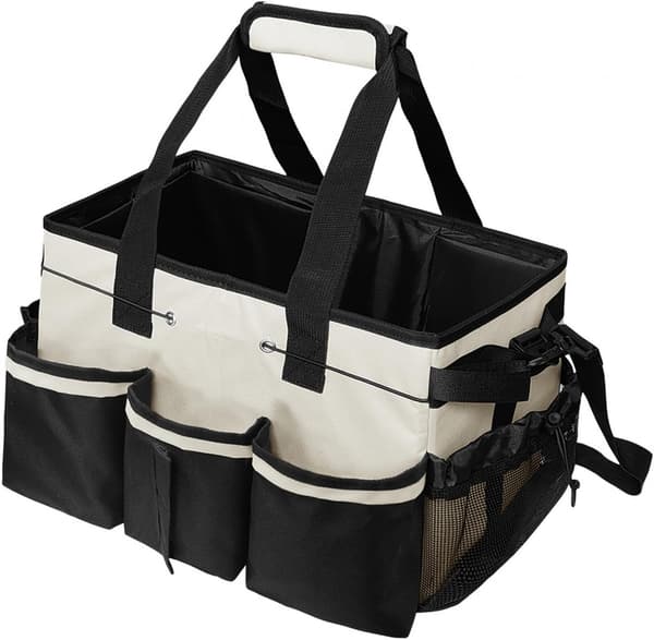 Cleaning Organizer, Storage Container with Multiple Pockets and Handle, Cleaning Caddy